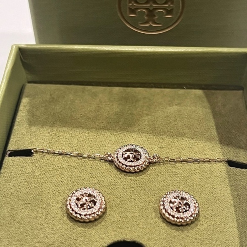 TORY BURCH• PAVE ROPE BOXES SET EARRINGS BRACELET